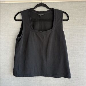 Banana Republic Black Ribbed Square-Neck Tank
